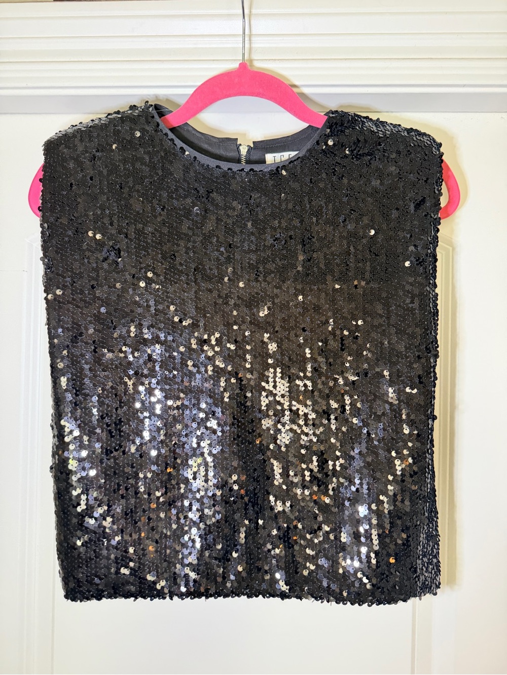 TCEC Black Sequin Sleeveless Crop Camisole